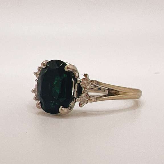 14kt Gold, Green Tourmaline, & Diamond Cocktail Ring