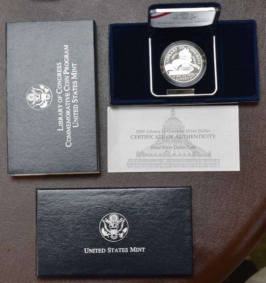 2000 Library Of Congress Proof Silver Dollar OGP.