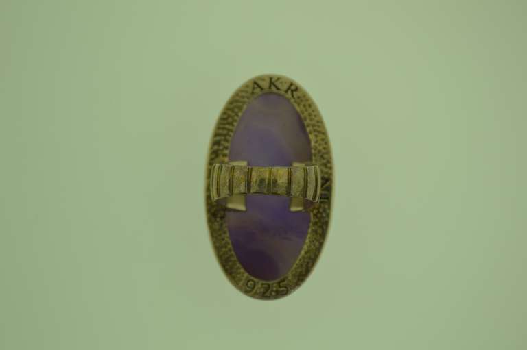 Vintage AKR Amy Kahn Russel Sterling Silver Purple Druzy Agate Ring