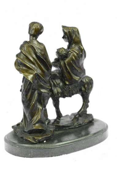 Flight into Egypt Biblical Event Holly Family Bronze Sculpture