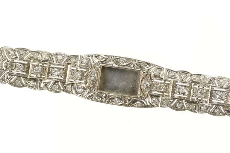 Platinum 1.04 Ctw Art Deco Diamond Watch Case Bracelet