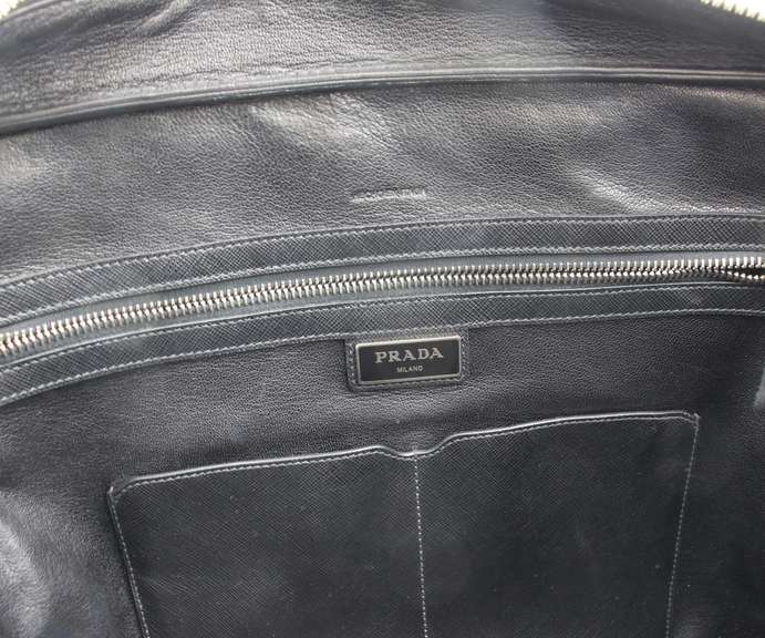Prada Saffiane Cross-stitched Leather Travel Bag