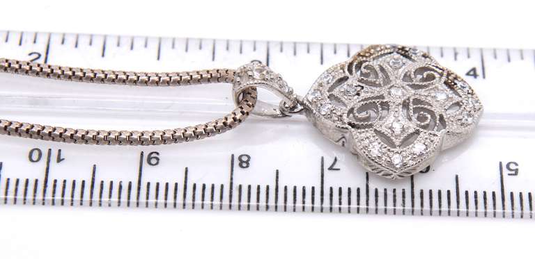 Vintage Italian Sterling Silver CZ Pendant on Chain