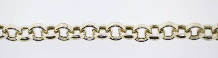 Italian Sterling Silver Rolo Chain hear charm Bracelet