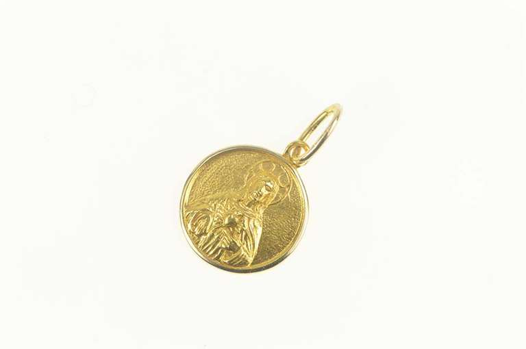 14K Yellow Gold Virgin Mary Sacred Heart Christian Faith Charm/Pendant