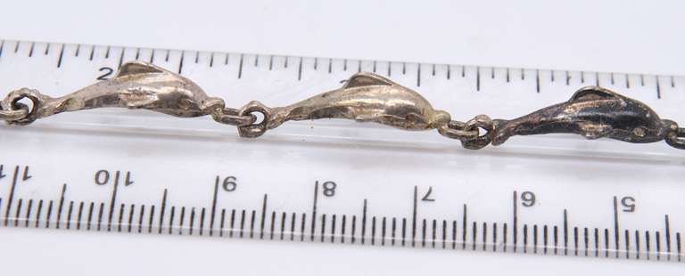 Vintage Sterling Silver Dolphin Link Bracelet