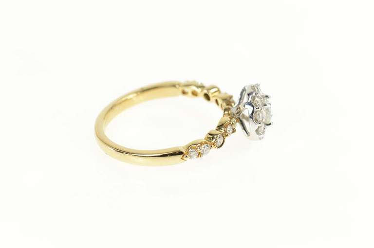 14K Yellow Gold 0.75 Ctw Round Diamond Halo Engagement Ring