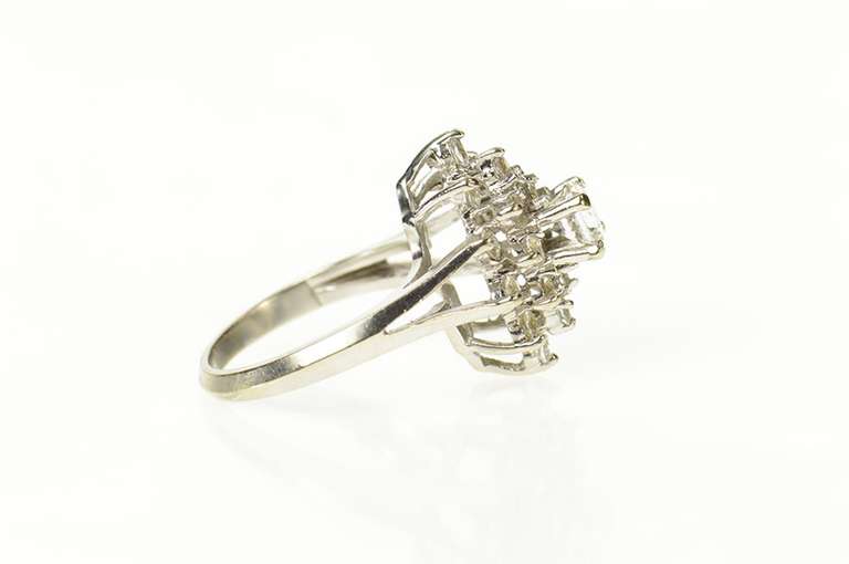 14K White Gold Classic Statement Cluster Flashy Cocktail Ring