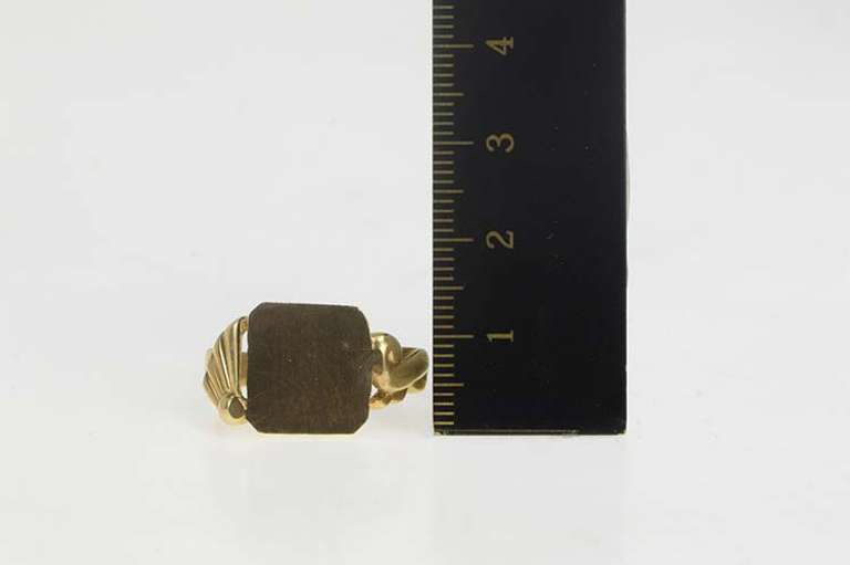 14K Yellow Gold Vintage NOS 1950''s Squared Men's Signet Ring