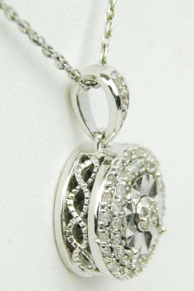 Ornate Multi-Diamond Sterling Silver Necklace