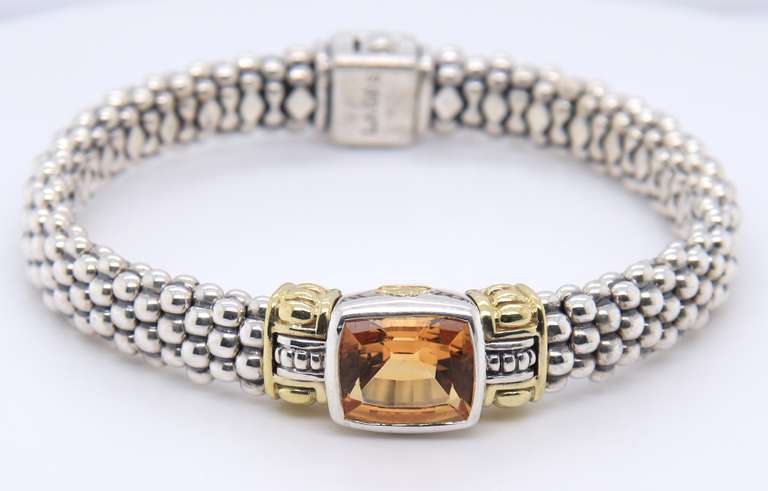 925/18kt Lagos Caviar Citrine Bangle Bracelet