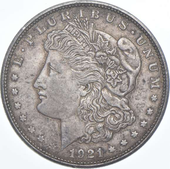 1921 Morgan Silver Dollar - Eddie Bohn's Pig N' Whistle Stickered Back