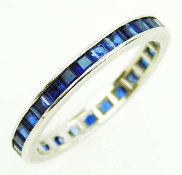 Beautiful 14K Blue Sapphire Eternity Band, Size 9.25