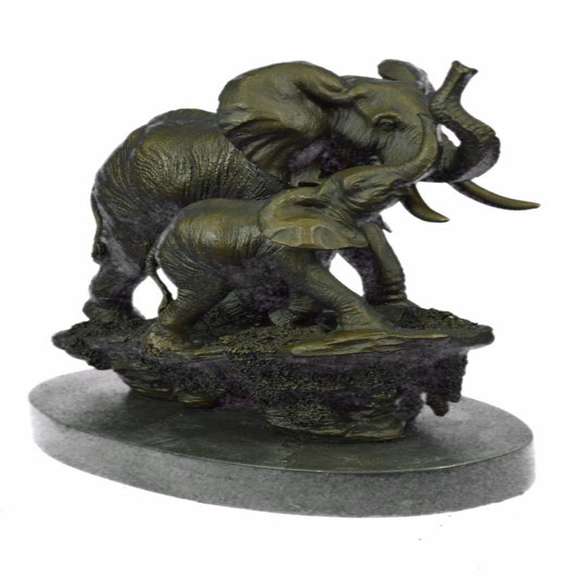 Mother and Child African Elephant Bronze Sculpture