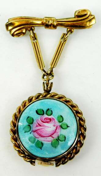 Vintage Swiss Guilloche Watch Pendant - Runs