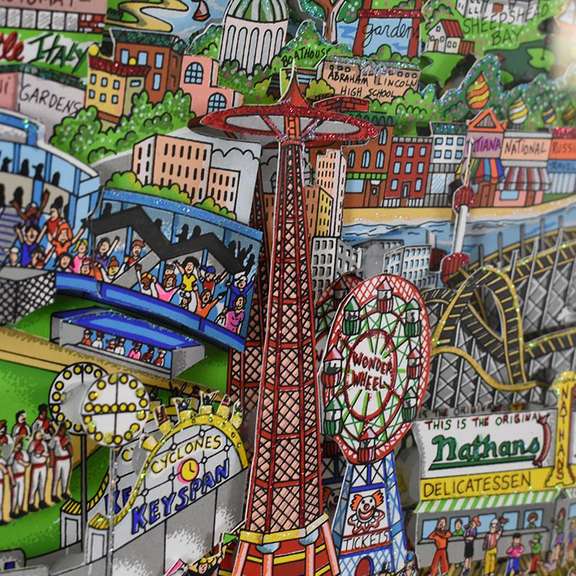 Charles Fazzino, "Take the B Train (Purple)" Framed 3D Limited Edition Silk Screen, Numbered 89/150 and Hand Signed with Certificate of Authenticity.