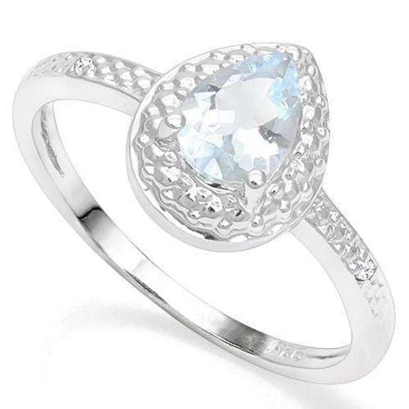 925 STERLING SILVER 0.52 CT AQUAMARINE & DIAMOND COCKTAIL RING
