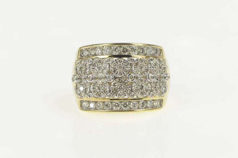 10K Yellow Gold 2.01 Ctw Diamond Encrusted Squared Statement Ring