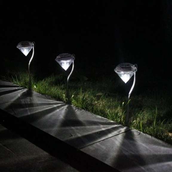 4pcs Solar Diamond Shape Lawn Lamp Outdoor