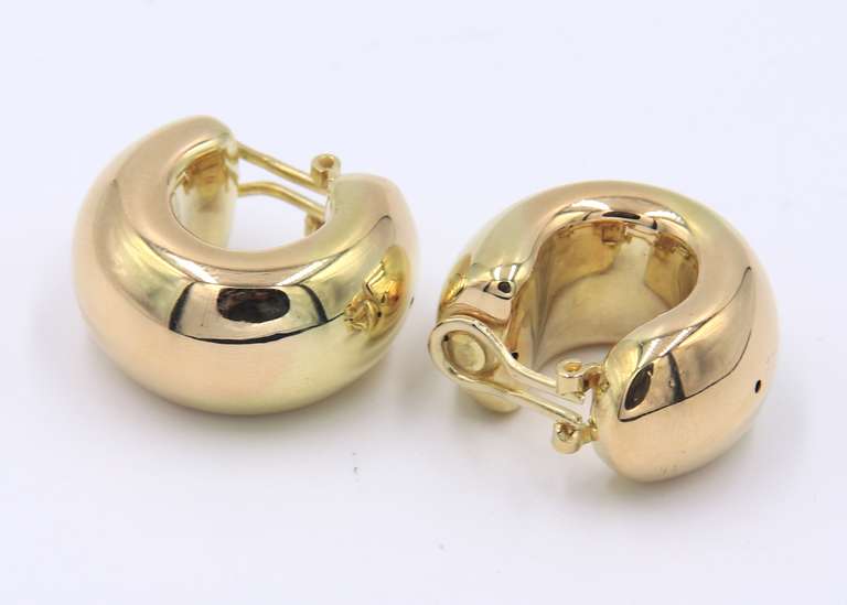 Lovely Yellow Gold Wide Polish Hoop earrings