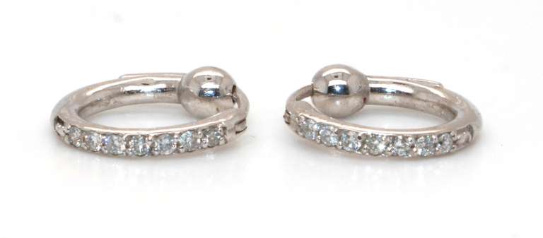 In-Style Platinum Huggie Diamond Earrings