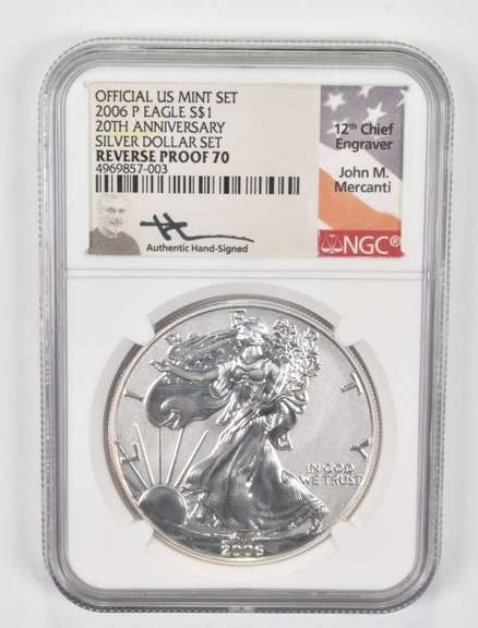 REV PF70 2006-P American Silver Eagle Anniv Official Mint Set - NGC