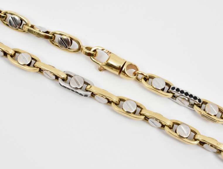 Estatr White & Yellow Gold Fancy Link Necklace