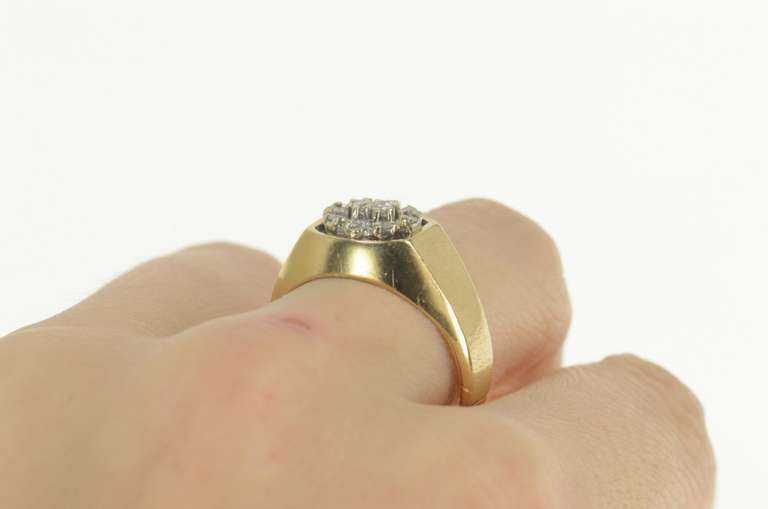10K Yellow Gold 0.40 Ctw Diamond Retro Men's Squared Cluster Ring