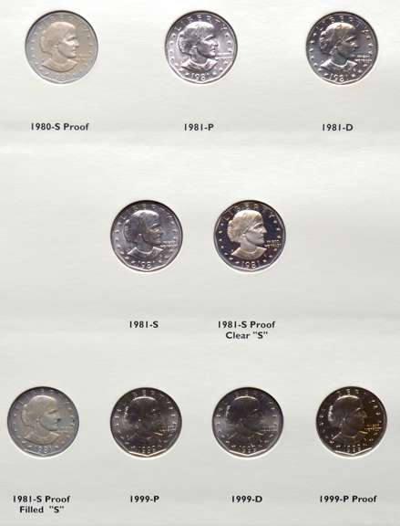 Susan B Anthony Dollar Set Complete With All  Varieties