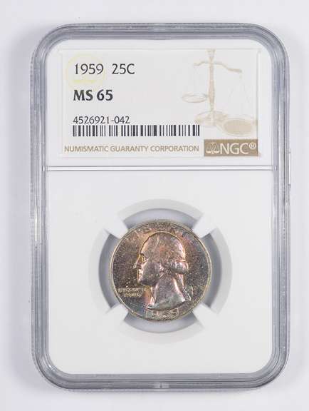 MS65 1959 Washington Quarter - CRAZY TONING - Graded NGC