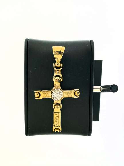 Perfect 10k Gold Cross Pendant with Diamond Core