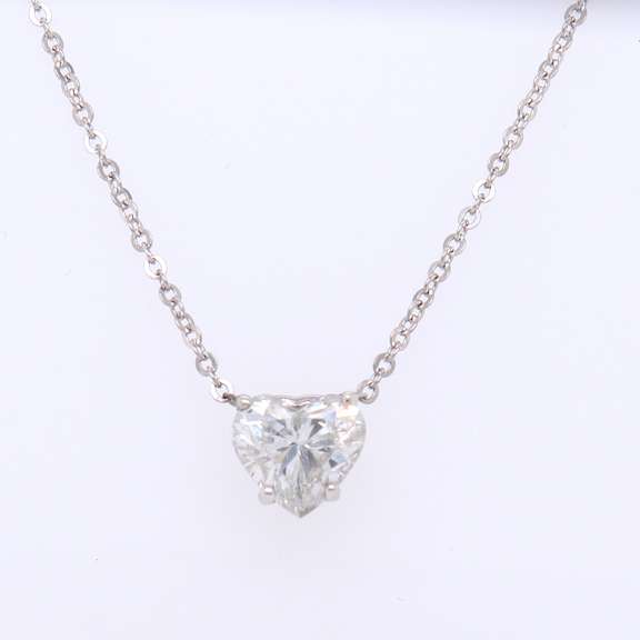 Significant White Gold 1.56ct Heart Diamond Pendant on Chain