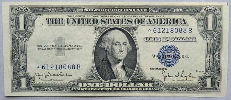 Gem CU $1 1935 C Star Silver Certificate