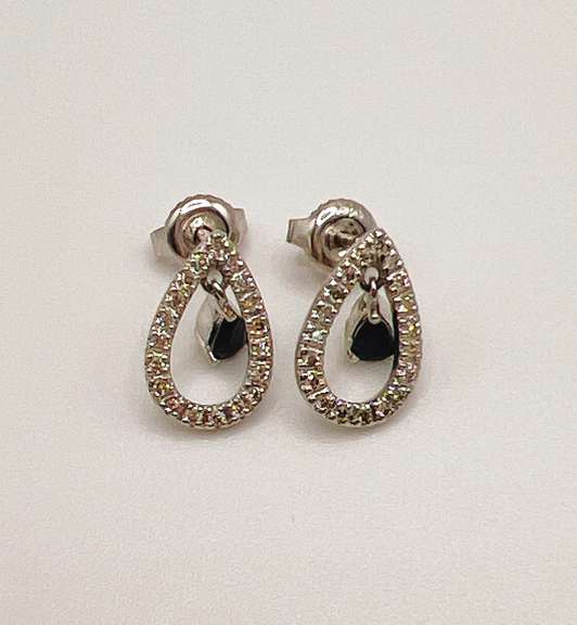 14kt Gold, Blue Sapphire, & Diamond Earrings