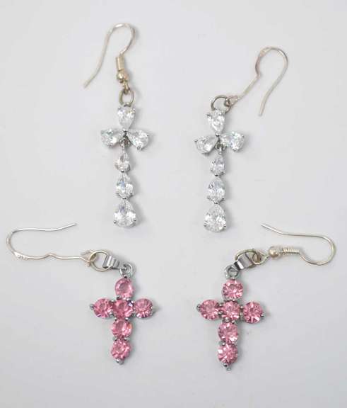 Set of CZ Earring Crosses in Sterling