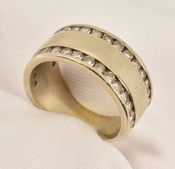 Wide WG Band Edged in diamonds