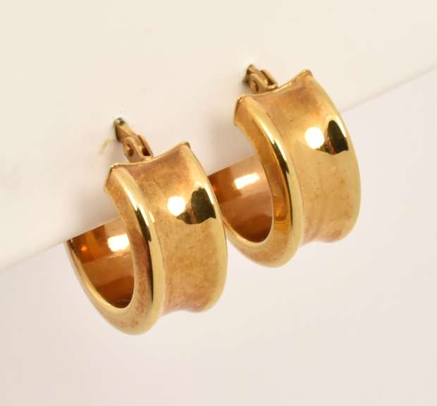Small Wide 14k Hoop Earrings