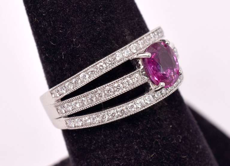 GIA Certified Ruby and Diamond Ring in Platinum