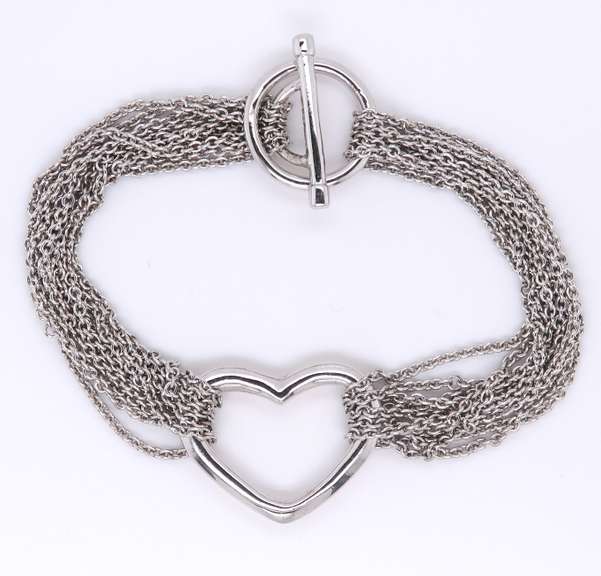 Sterling Silvre Heart Shaped Bracelet with Multi Strands