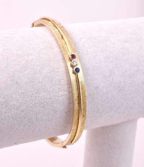 Gorgeous Ruby Diamond and Sapphire Bracelet in 14K Yellow Gold