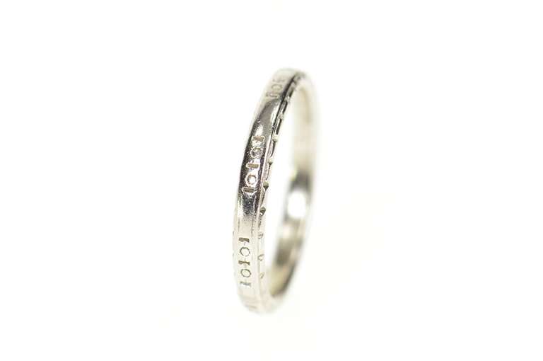 Platinum 2.2mm Art Deco Floral Pattern Wedding Band Ring