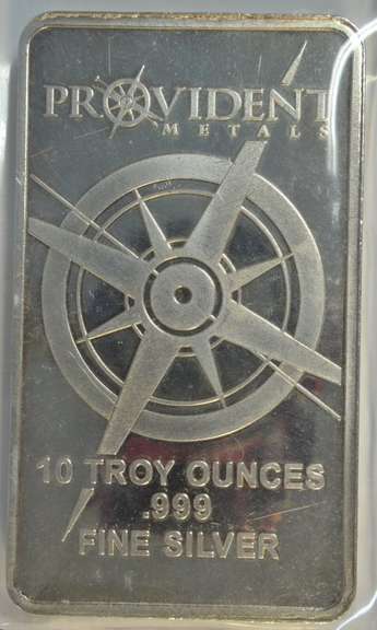 Special Provident Metals 10 Troy Ozs pure .999 Silver Bar in plastic