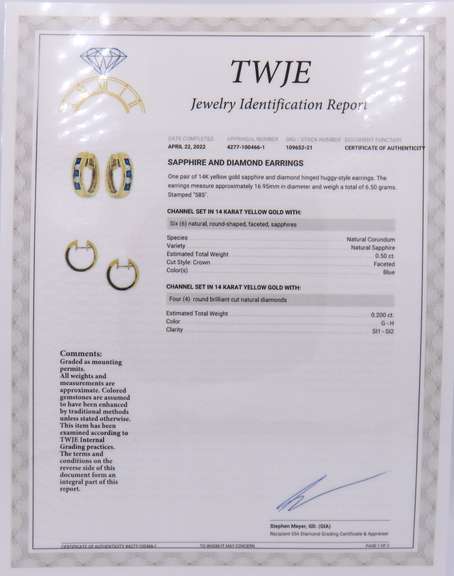 Sparkling Yellow Gold Sapphire and Diamond Huggie Earrings