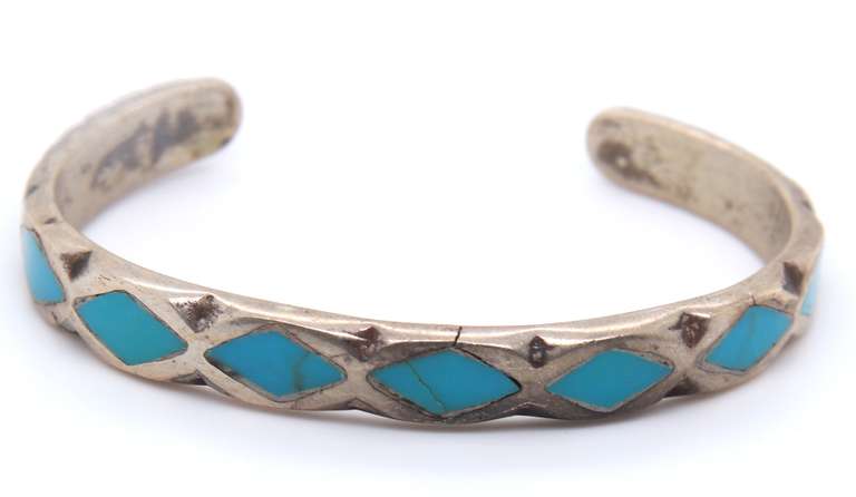Vintage Sterling Silver Turquoise Cuff Bangle