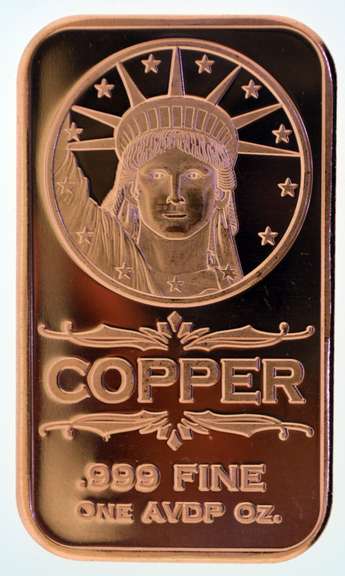 Statue Of Liberty 1 oz .999 Fine Copper Bar