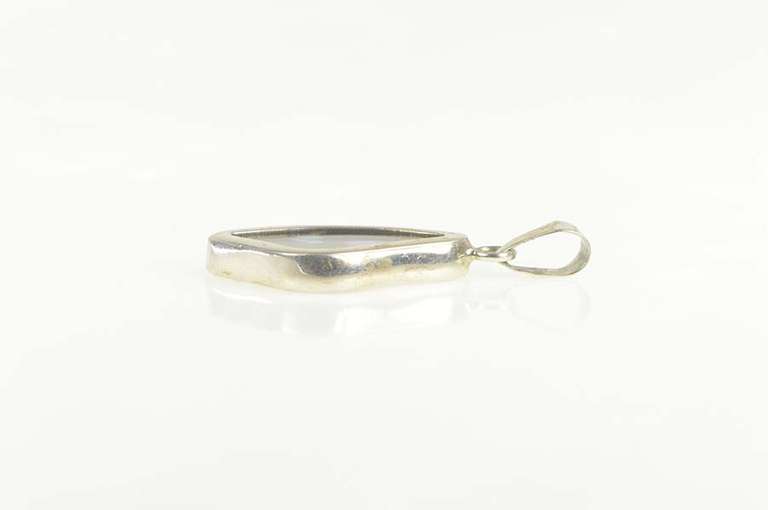 Sterling Silver Butterfly Wing Glass Capsule Statement Pendant