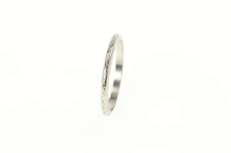 Platinum 2.1mm Art Deco Etched Pattern Wedding Band Ring