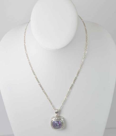 Large Purple Pendant & Chain, Sterling
