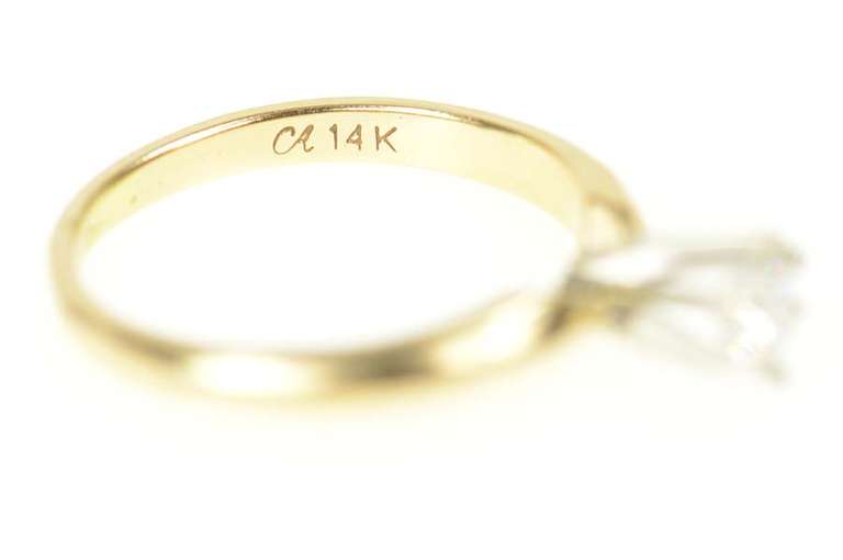 14K Yellow Gold 0.25 Ct Diamond Solitaire Classic Engagement Ring