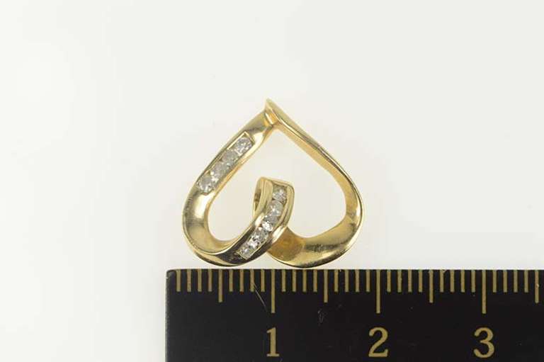 10K Yellow Gold Diamond Inset Curvy Heart Love Symbol Pendant